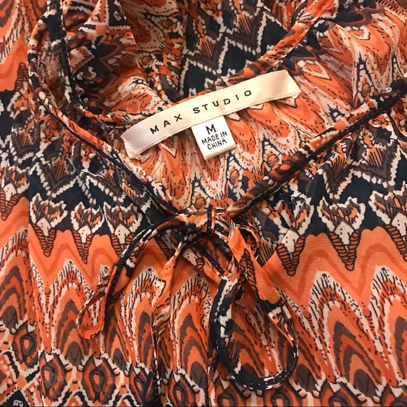 MAX STUDIO Women’s “Boho” Peasant Top Blouse Size Medium - Picture 2 of 8